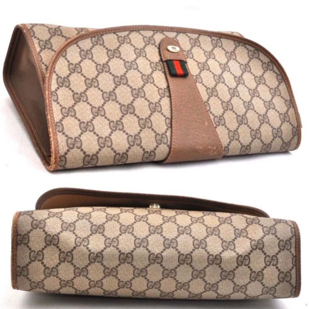 Authentic Gucci coated canvas brown clutch - Picture 4 of 8